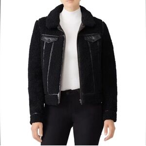 Rebecca Minkoff Black Sherpa jacket with leather detailing